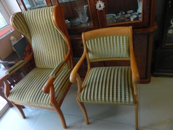 fotoliu si scaun jilt din lemn cires cu material textil\\\\\\\\\\\\